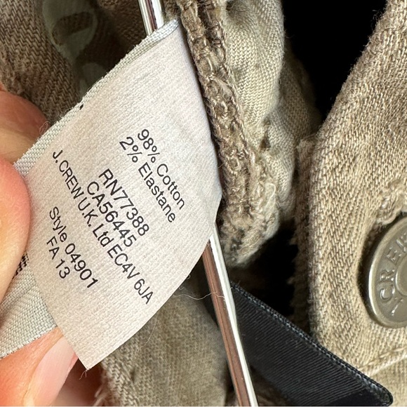 J.CREW Toothpick Skinny Ankle Jeans Olive Green Zipper Pockets - Picture 6 of 6